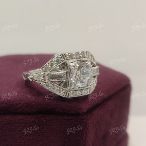 Vintage 2.30ct Round cut engagement ring in 925 sterling silver,antique jewelery,art deco ring,edwardian ring,gift for her,rings for women