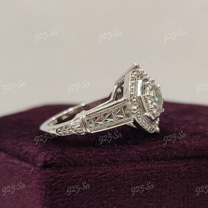 1930s Vintage 2.10ct white Round Cut Diamond engagement wedding ring in 925 sterling silver,antique engagement rings,art deco ring,halo ring