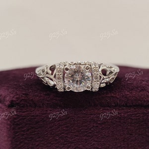 1930s Vintage 2.10ct white Round Cut Diamond engagement wedding ring in 925 sterling silver,antique engagement rings,art deco ring,halo ring