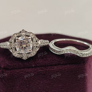 1930s Antique 2.10Ct White Round Cut Diamond Engagement wedding Ring set in 925 Sterling Silver,Edwardian Ring,Antique engagement ring,gift