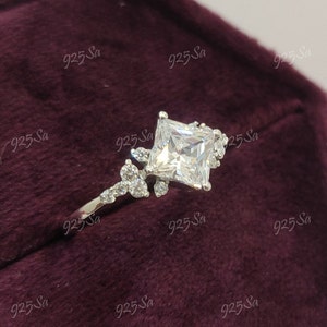 Princess Engagement ring in 925 sterling silver,Asscher engagement ring,Multistone ring,solitaire ring,gift for her,women rings