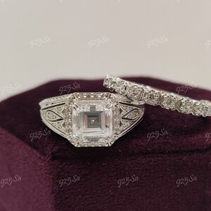 vintage 2.0ct Asscher cut diamond engagement ring set in 925 sterling silver,antique engagement ring, art deco ring ,gift for her,rings,gift