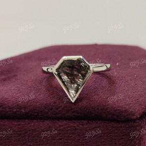 2.30ct Salt and pepper Kite cut engagement wedding ring in 925 sterling silver,Salt and pepper Ring,bridal ring,kite ring,gift for her,gifts