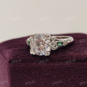 1930s Vintage 2.30ct weißer Diamant im Rundschliff Diamant Verlobungsring in 925 Sterling Silber, antike Verlobungsringe, Art-Deco-Ring, Ringe