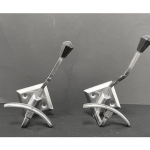 2 coat hooks | metal and rubber coat hanger | art deco | 1940s
