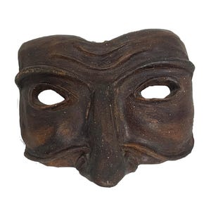 Vintage Pulcinella mask handmade in terracotta, Italian craftsmanship from the 60s, mid century unique and collectible Italian mask