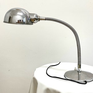 Industrial table lamp in chromed metal | vintage 60s | mid-century made in Italy