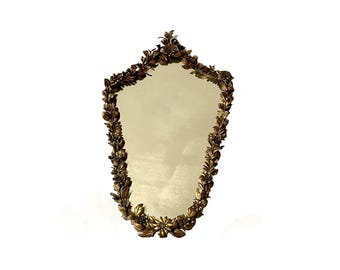 Vintage 40's Gold Brass Mirror | Eclectic Style