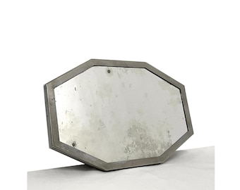 Vintage Art Deco mirrored vanity tray, 30s, metal frame, octagonal
