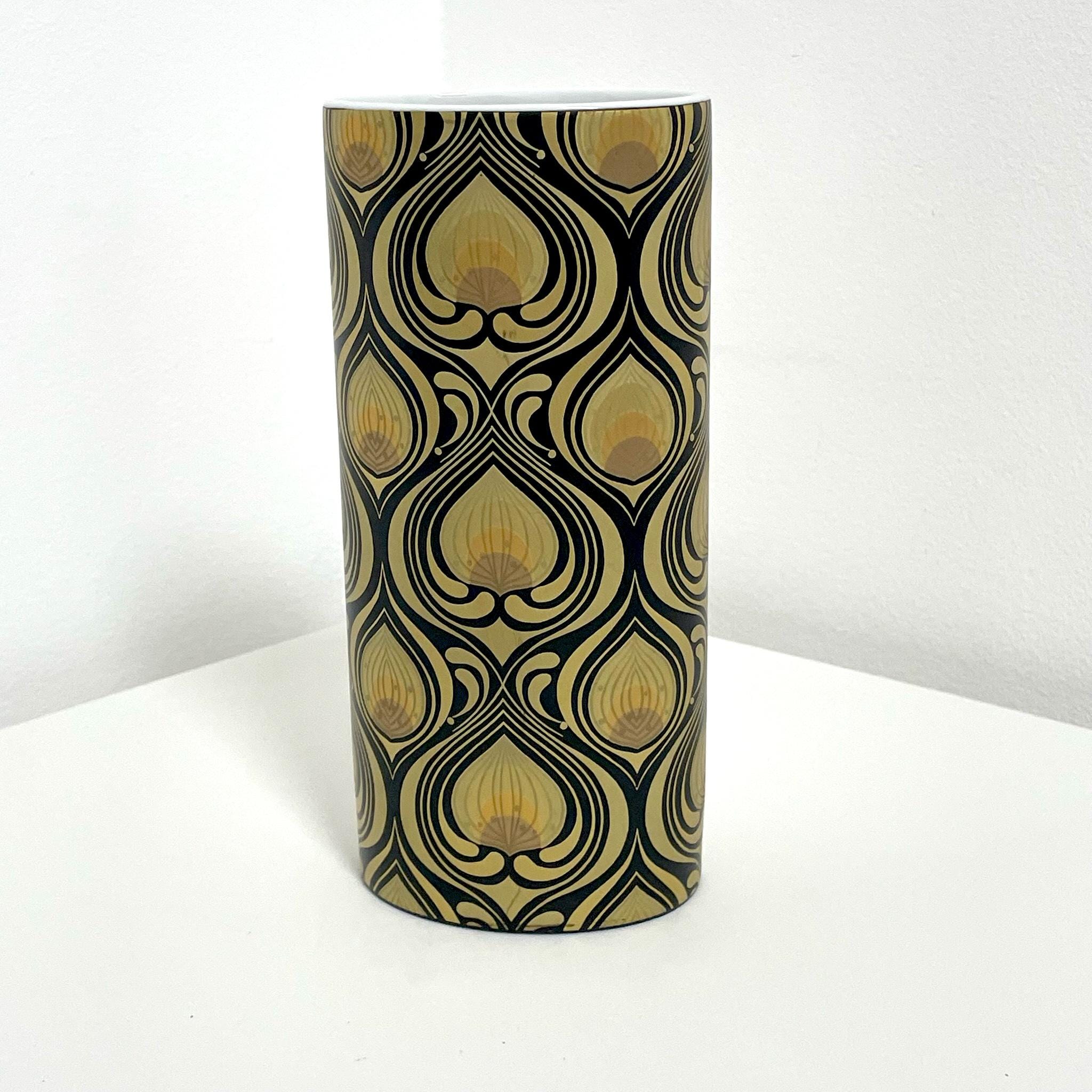 Rosenthal Studio Line Porcelain Vase Black and Gold Design Bjorn