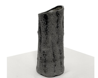 Vaso vintage in peltro, design brutalista, minimalista, anni '60, marchio originale MA CR