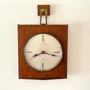 Orologio da parete ingranaggi rotondo legno effetto marmo moderno