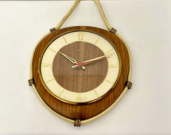 Kienzle wall clock | wood and brass | nautical style vintage 60s