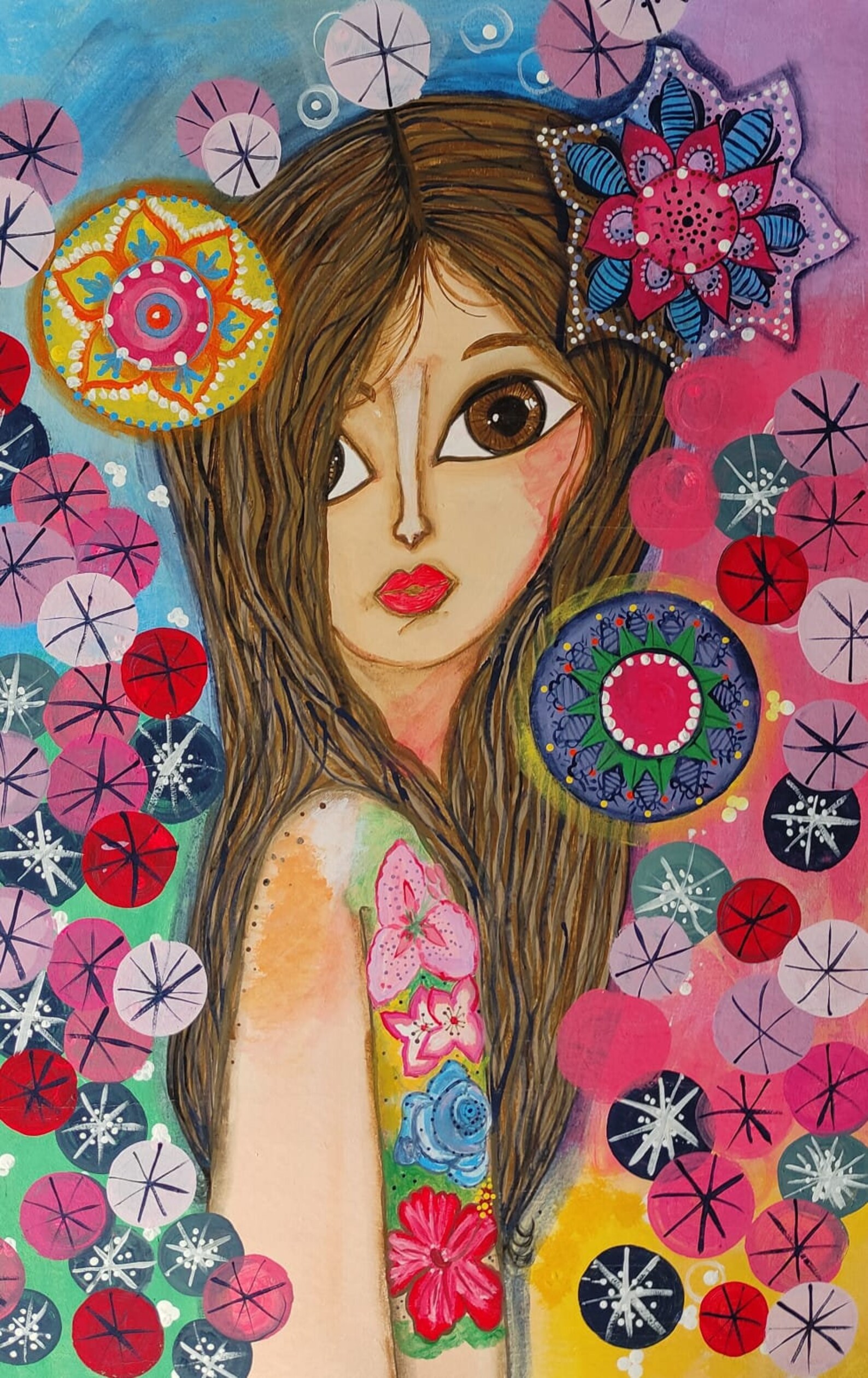 Original Acrylic on fabric hand painted girl Etsy