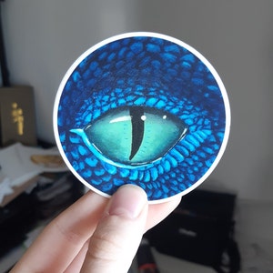 Adesivo in vinile della pittura Water Dragon Eye, adesivo estetico per laptop, adesivi fantasy rotondi, arte della parete