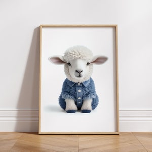 Sheep Nursery Wall Art - Printable Digital Download, Baby Animal Decor, Kids Room Poster, Watercolor Nursery Printable, Nursery Prints, Boy