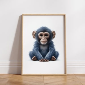 Monkey Nursery Wall Art - Printable Digital Download, Baby Animal Decor, Kids Room Poster, Watercolor Nursery Printable, Monkey Poster, Wall