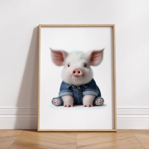 Pig Nursery Wall Art - Printable Digital Download, Baby Animal Decor, Kids Room Poster, Watercolor Nursery Printable, Bedroom Poster
