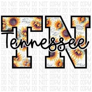 Tennessee - TN - Sunflower - State - Digital Download Instant PNG File