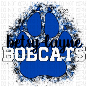 Betsy Layne Bobcats School Kentucky Blue Black White Leopard Digital Instant Download PNG File