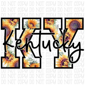 Kentucky - KY - Sunflowers - State - Digital Download Instant PNG File