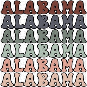 Retro Alabama AL Pastel Colores Estado Digital Descargar Archivo PNG Instantáneo