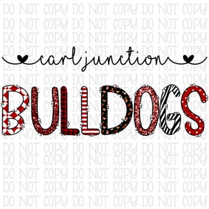 Carl Junction Bulldogs Missouri Sports Team Red and Black School Digital Download Instant PNG File