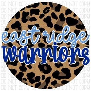 East Ridge Warriors Kentucky Leopard Circle School Sports Team Descarga digital Archivo PNG instantáneo