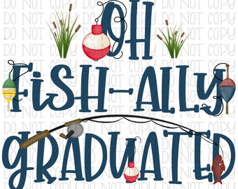 Oh Fish-ally afgestudeerd - School - Vissen - Kunstaas - Kinderen - Traditioneel - Digitale download Instant PNG-bestand