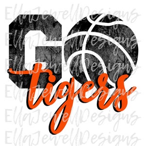 Go Tigers Basketball Orange and Black School Sports Team Digital Download Instant PNG File