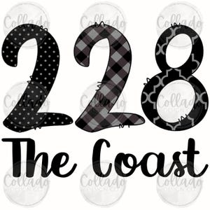 228 The Coast Area Code Gulf Coast Mississippi Black and Grey Patterns Digital Download Instant PNG File