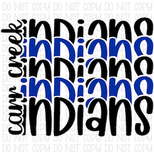 CCE Carr Creek Indians Kentucky School Sports Team Blue White Black Glitter Digital Download Instant PNG File