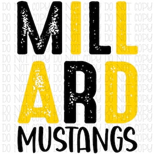 Millard Mustangs - Stack - Yellow and Black - Kentucky School Sports Team Digital Download Instant PNG File