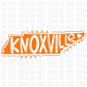 Knoxville Tennessee Orange and White Colors State Outline School Sports Team Digital Download Instant PNG File