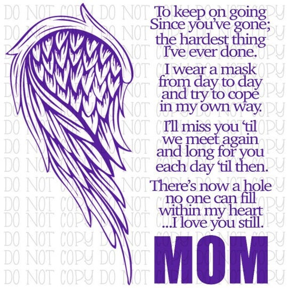 In Memory Mom Memorial Purple Angel Wings I Love | Etsy