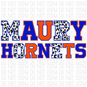 Maury Hornets Leopard Royal Blue Orange School Sports Team Tennessee Digital Download Instant PNG File