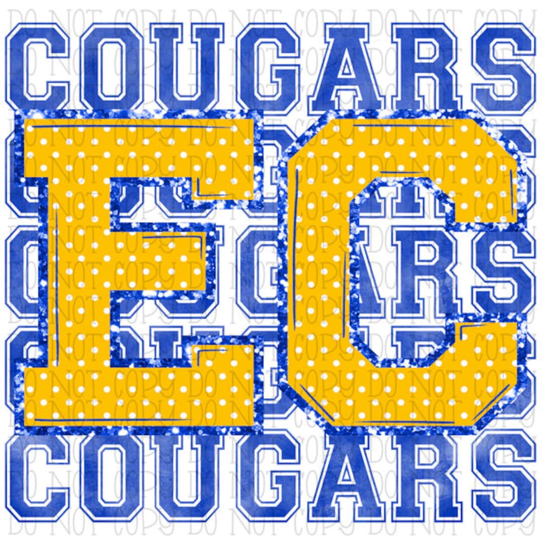 Elkhorn City Cougars Blue and Yellow Stack School Sports Team Kentucky Digital Download Instant