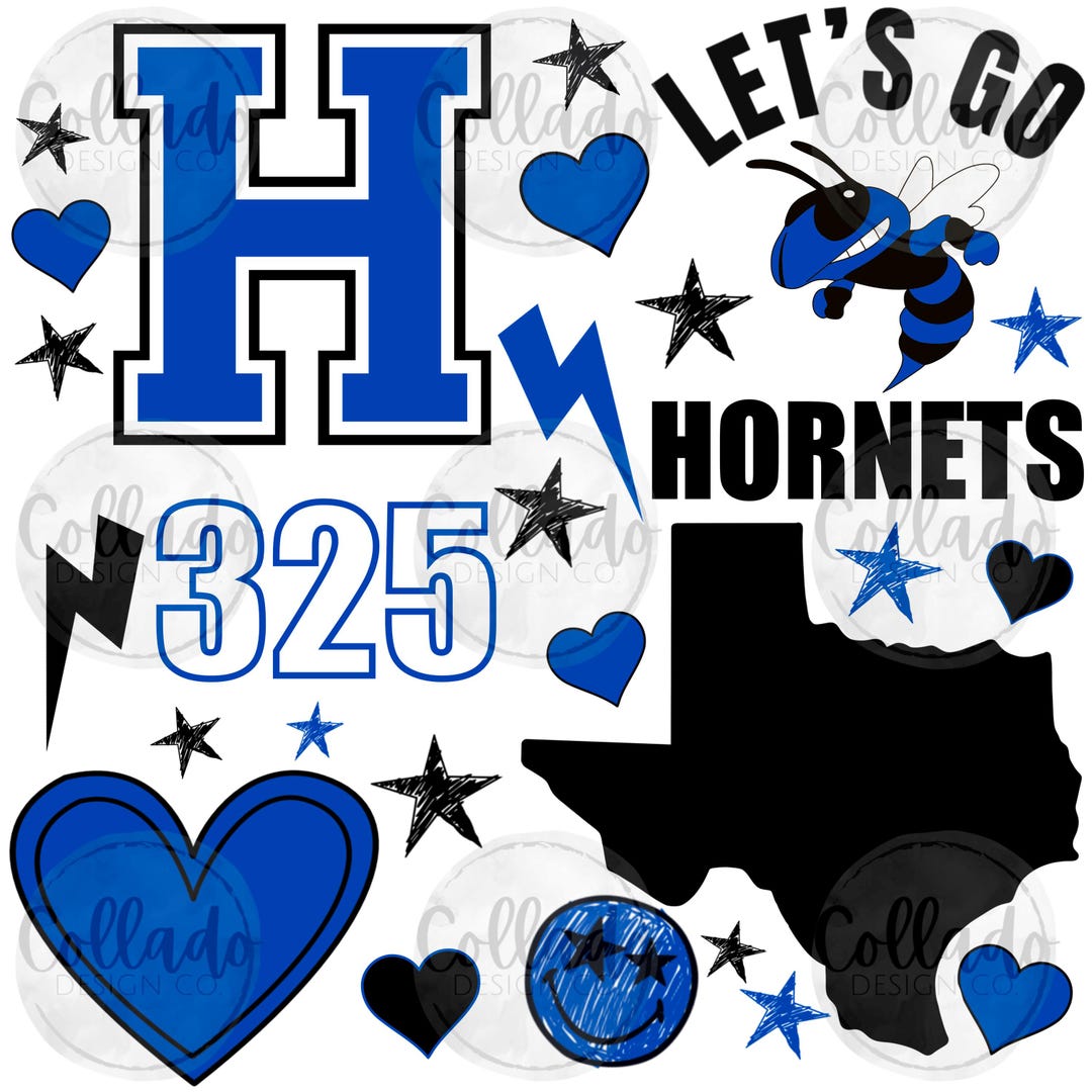 Hornets Scatter Royal Blue TX Texas 325 Area Code School Sports Team ...