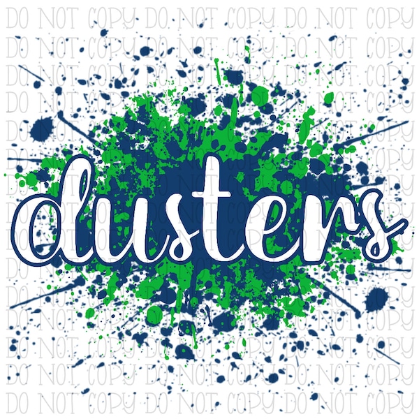 Dusters - Softball - Navy and Green Paint Spatter - West Virginia - School Sports Team - Digital Download Instant PNG File