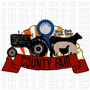 County Fair Medal Farm Animals Winner Banner Fall Digital Download Instant PNG File