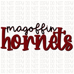 Magoffin Hornets - Kentucky - Maroon and Black - School Sports Team Digital Download Instant PNG File