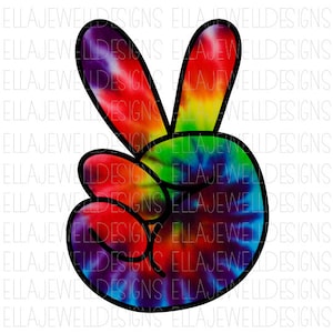 Peace Sign Tie Dye Retro Groovy Rainbow Digital Download Instant PNG File