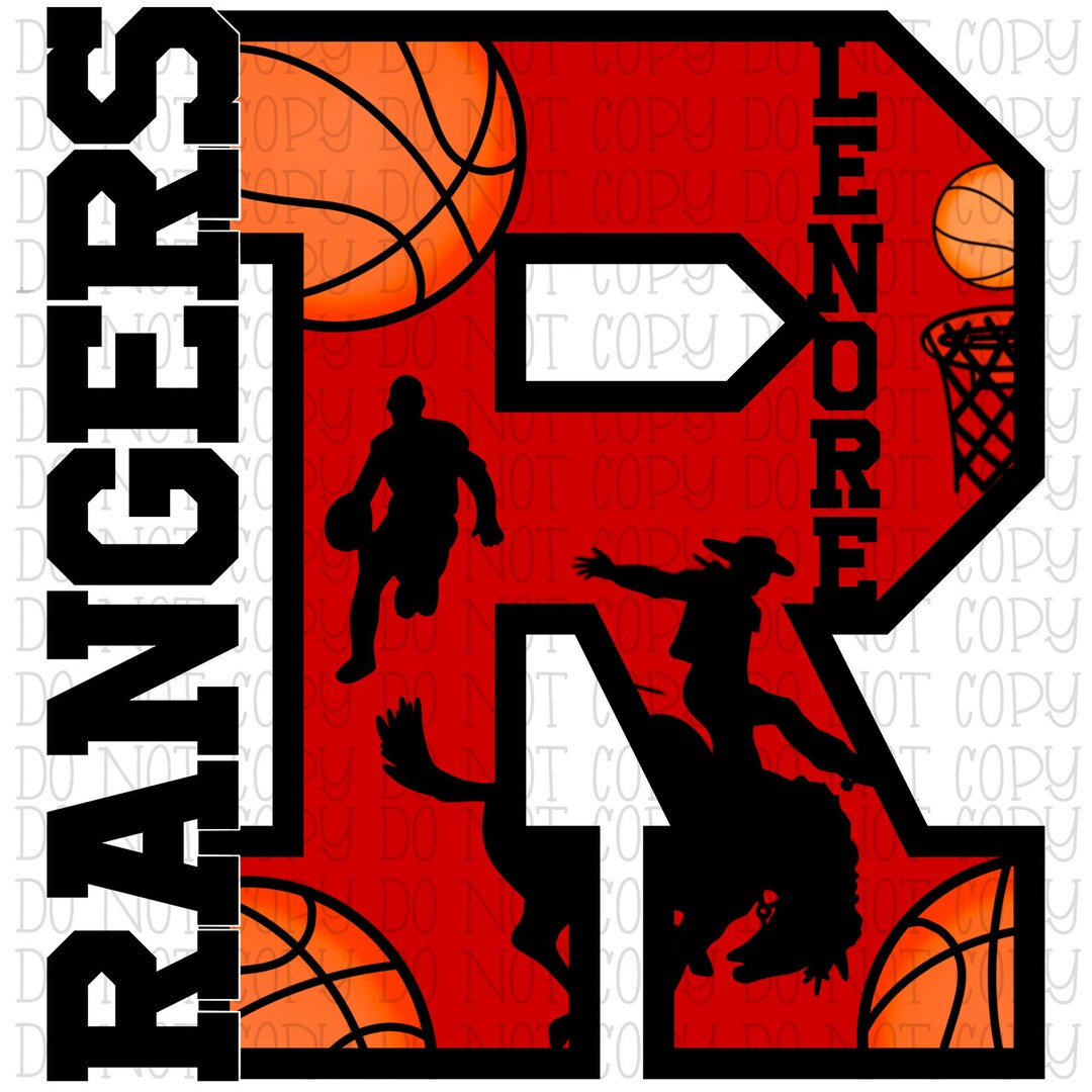 Lenore Rangers Basketball West Virginia School Sports Team Red and Black Digital Download