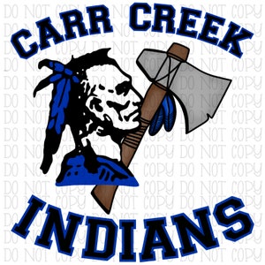 Carr Creek Indians Kentucky School Sports Team Blue White Black Glitter Digital Download Instant PNG File