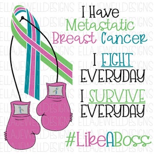 I Have Metastatic Breast Cancer I Fight I Survive Like A Boss MBC Boxing Gloves - Digital Download Instant PNG File