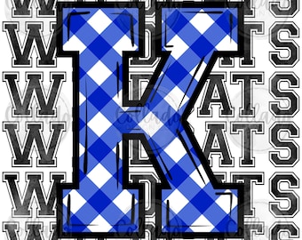Kentucky Wildcats Stack Repeat KY Gingham Plaid Blue White School Sports Team - Digital Download Instant PNG File