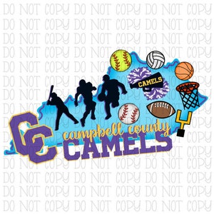 Campbell County Camels Kentucky Sports School Team Purple and Gold Digital Download Instant PNG File