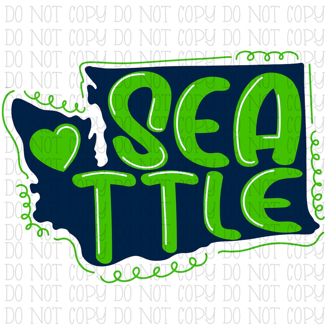 Seattle Washington Blue and Green Seahawks Colors State Outline School ...