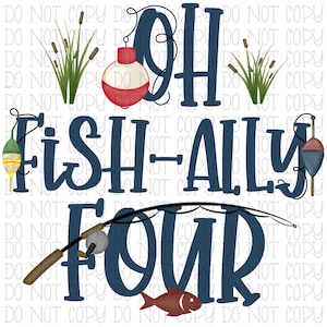Oh Fish-ally Four - Vissen - Kunstaas - Kinderen - Verjaardagsfeestje - Traditioneel - Digitale download Instant PNG-bestand
