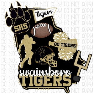 Swainsboro Tigers Georgia Gold and Black - SHS - Football School Sports Team Digital Download Instant PNG File